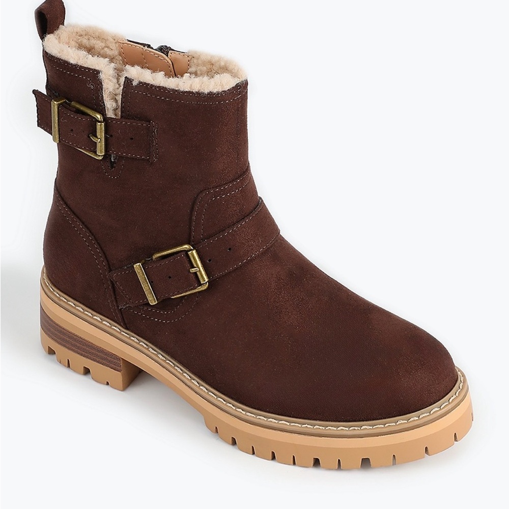 Brand New Maurices Brown Ankle Boots with Buckles and Warm Lining